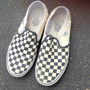 Vans Black and White Checkered Slip-On Sneakers